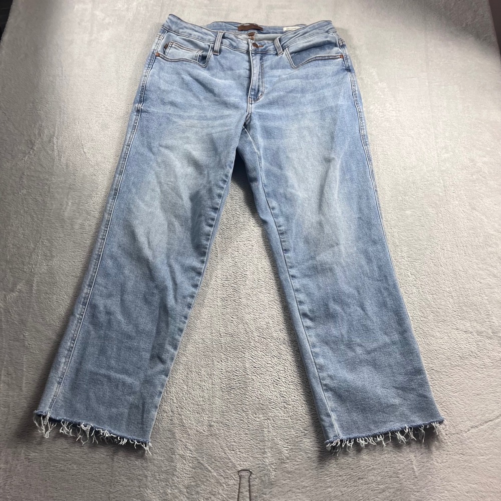 Judy Blue Los Angeles Ankle Straight Fit Raw Hem Jeans Light Wash 16W JB881120